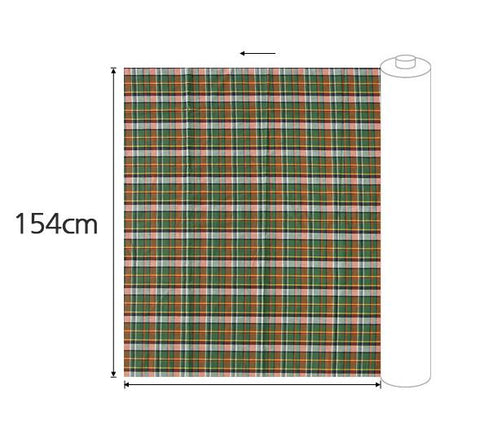 Tartan Checkered Cotton Fabric, Green Orange, Yarn Dyed Fabric, Wide Width, Quality Korean Fabric - By the Yard /56921