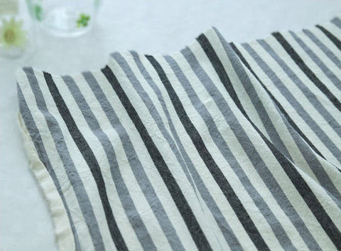Gray Stripes Cotton Fabric, Washing Cotton, Yarn Dyed Cotton - By the Yard 92263