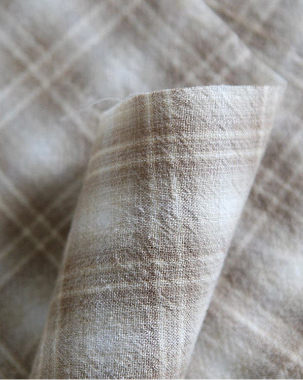 Brown Plaids Cotton Fabric, Quality Korean Fabric Land of Oh Fabrics