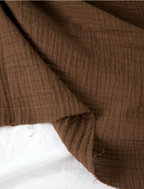 Brown Wrinkled Cotton Gauze, Double Gauze, Brown Gauze, Crinkle Gauze, Yoryu Gauze - 59" Wide - By the Yard 99212