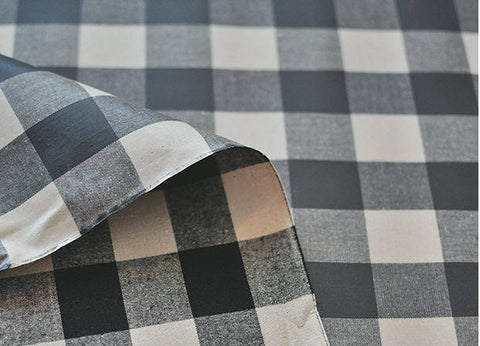 Laminated Black Plaids Cotton Fabric, 3 cm Plaid Laminate 100812