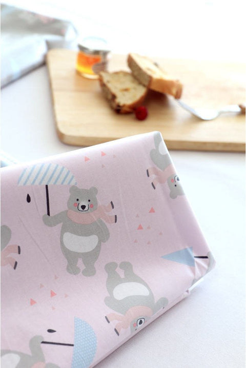 Bears Laminated Cotton Fabric - Pink or Gray - By the Yard 103761