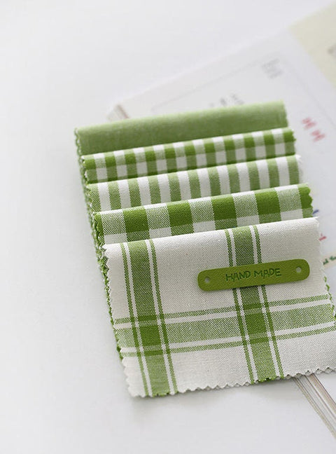 Green Cotton Fabric, Yarn Dyed Cotton Fabric, 4 mm, 9 mm Check, 4 mm Stripe and Solid Green, Quality Korean Fabric - By the Yard /16361