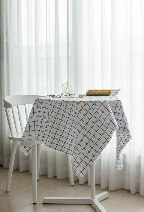 Checker Laminated Cotton Fabric, Non Glossy Plaid Laminate Fabric, Wide Laminate, Quality Korean Fabric - Gray or White - By the Yard /51159
