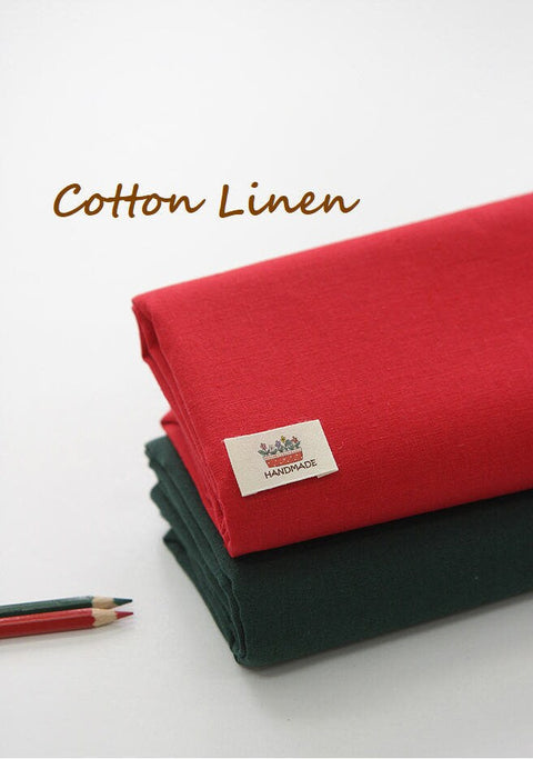 Cotton Linen Fabric, Solid Linen Blend, Christmas Colors, Red Cotton Linen, Green Cotton Linen, Quality Korean Fabric  - By the Yard /86743