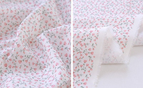 Cotton Floral Fabric - Digitally Printed Quality Korean Fabric - In Ivory, Pink or Black - By the Yard /53656