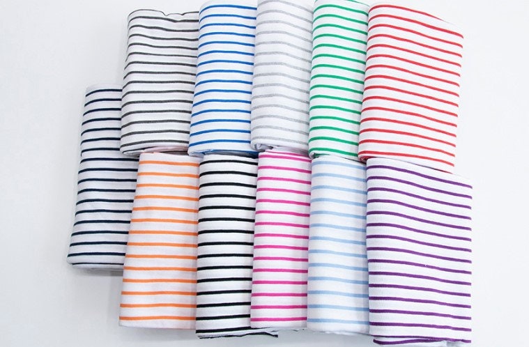 4 mm Striped Cotton Knit Fabric - In 11 Colors- 70 Inches Wide– Land of Oh  Fabrics