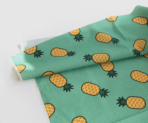 Pineapples Wide Width Waterproof Fabric - On Mint or Gray - Quality Korean Fabric - By the Yard / 54468