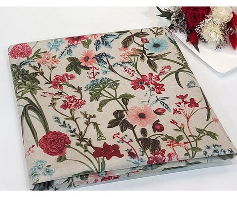 Wildflowers Matte Laminated Wide Width Linen Fabric - Quality Korean Fabrics - By the Yard / 54436