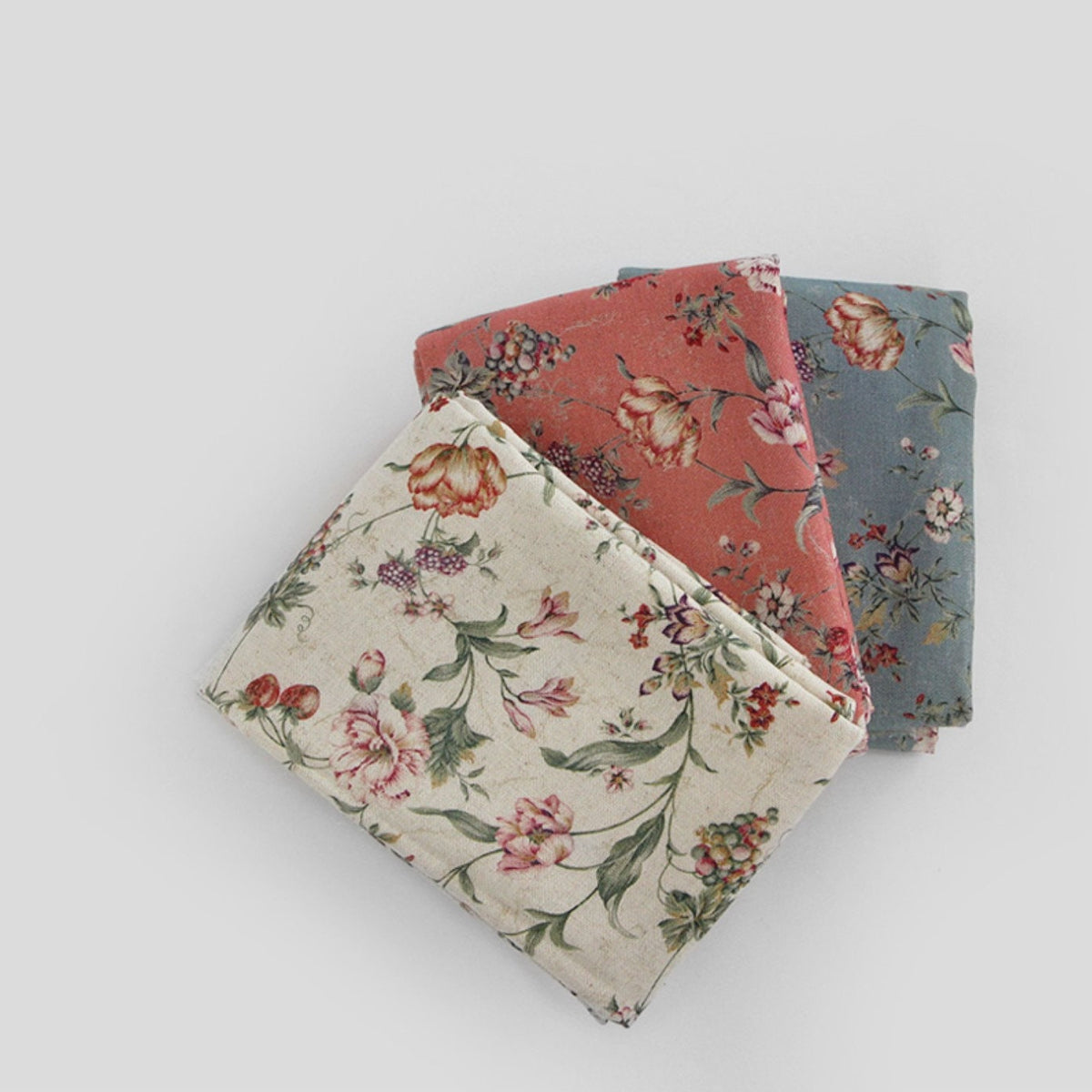 Vintage Flower Linen Cotton Blend WideWidth Fabric In 3 Colors Land