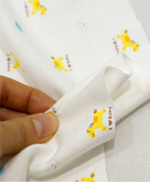 I Love Baby Yellow Pony on White Interlock Knit per Yard 29925