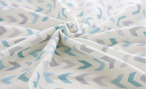 Chevron Cotton Double Gauze Fabric, Geometric Gauze Fabric, Quality Korean Fabric - Blue - By the Yard /54465