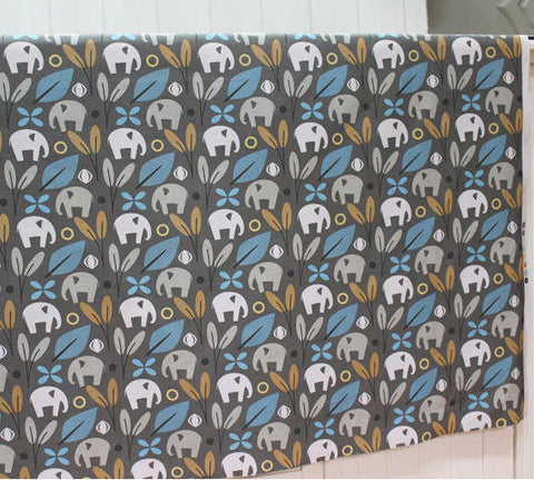 Elephants Cotton Fabric - Gray - By the Yard 43333  56859-1