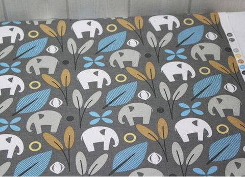 Elephants Cotton Fabric - Gray - By the Yard 43333  56859-1