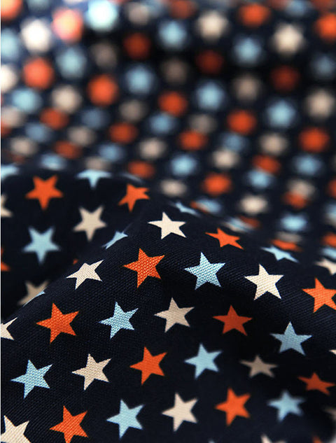 Stars Oxford Cotton Fabric - Navy or Orange - By the Yard 73566