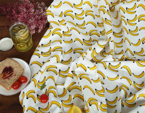 Banana Cotton Fabric - White - By the Yard 82904
