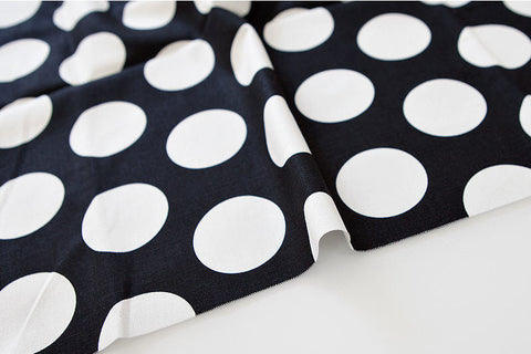 Big Dots Oxford Cotton Fabric - White Dots on Black - By the Yard NR