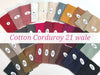 Pinwale Wide Cotton Corduroy - 21 Wales Corduroy 33 Solid Colors - Fine Wale Corduroy, Quality Korean Fabric By the Yard