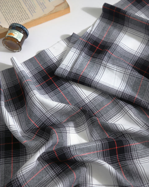 Black and White Plaid Cotton Fabric - By the Yard GJ 56378