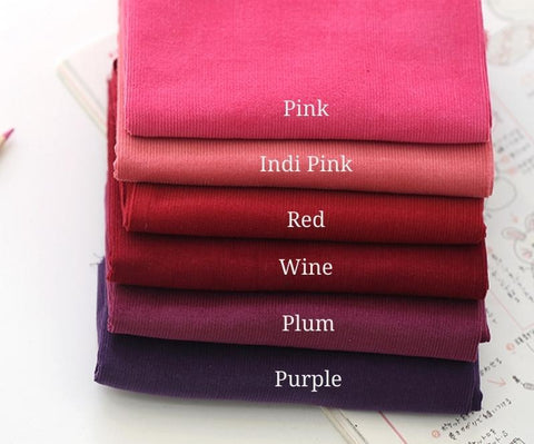 Pinwale Cotton Corduroy - Pink, Indi Pink, Red, Wine, Plum, Purple - Fine Wale Corduroy, Quality Korean Fabric By the Yard /80358