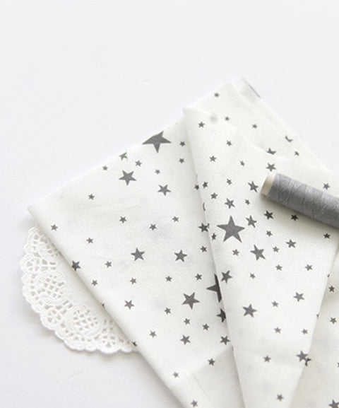 Stars Cotton Fabric - Grey Stars or White Stars - By the Yard 53717 62283-1