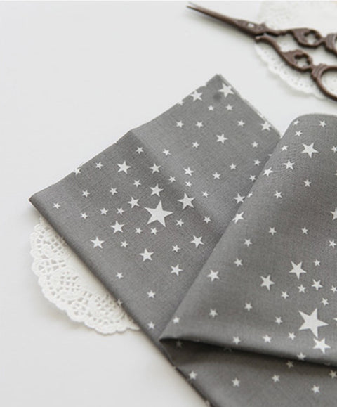 Stars Cotton Fabric - Grey Stars or White Stars - By the Yard 53717 62283-1