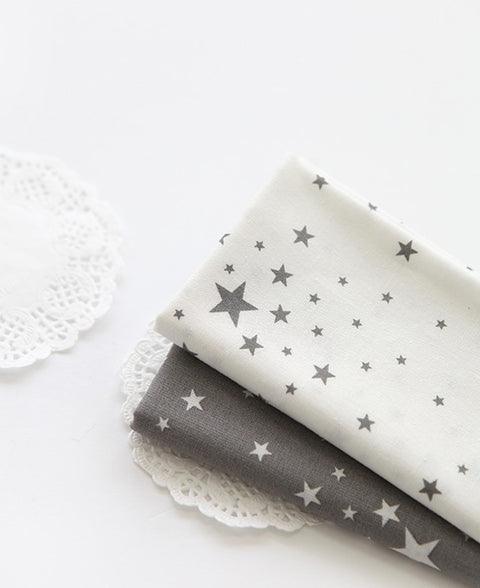Stars Cotton Fabric - Grey Stars or White Stars - By the Yard 53717 62283-1