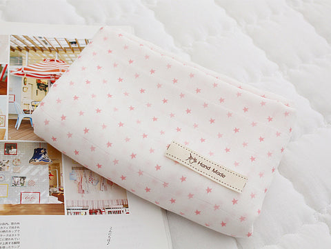 Stars Bamboo Cotton Double Gauze - Pink or Gray - By the Yard /63612 - 122