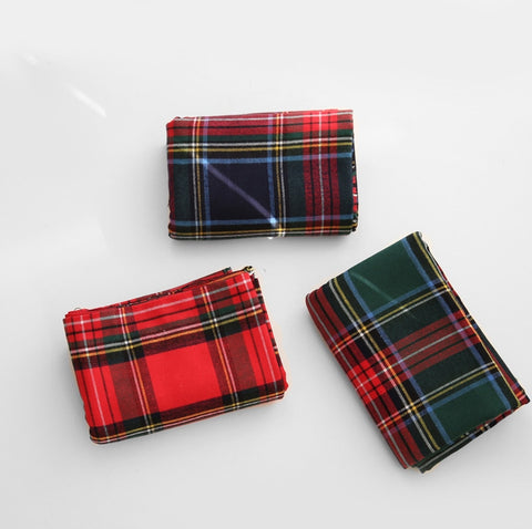 Tartan Check Christmas Fabric Red Green Navy Plaid Brushed Cotton Fabric, Prewashed - Fabric By the Yard /52289
