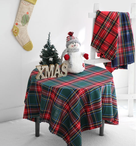 Tartan Check Christmas Fabric Red Green Navy Plaid Brushed Cotton Fabric, Prewashed - Fabric By the Yard /52289
