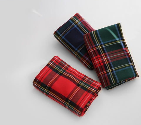 Tartan Check Christmas Fabric Red Green Navy Plaid Brushed Cotton Fabric, Prewashed - Fabric By the Yard /52289