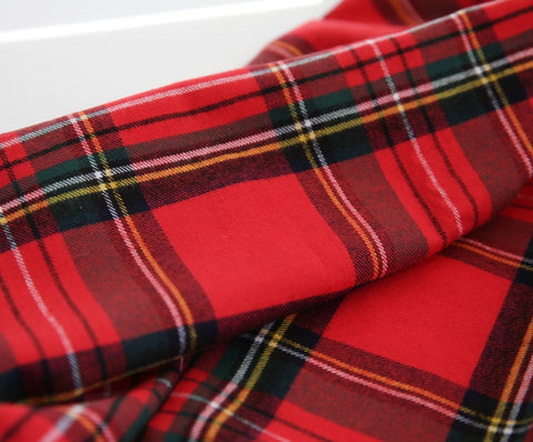Tartan Check Christmas Fabric Red Green Navy Plaid Brushed Cotton Fabric, Prewashed - Fabric By the Yard /52289