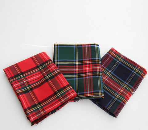 Tartan Check Christmas Fabric Red Green Navy Plaid Brushed Cotton Fabric, Prewashed - Fabric By the Yard /52289