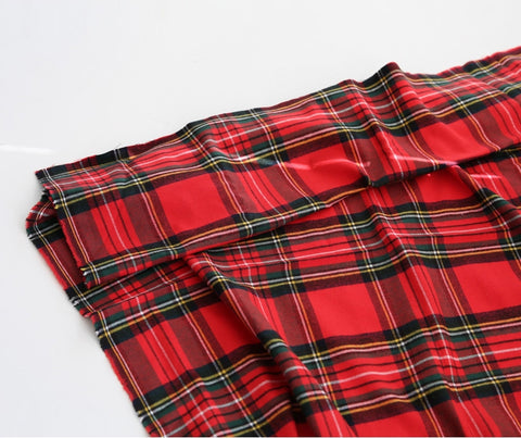 Tartan Check Christmas Fabric Red Green Navy Plaid Brushed Cotton Fabric, Prewashed - Fabric By the Yard /52289