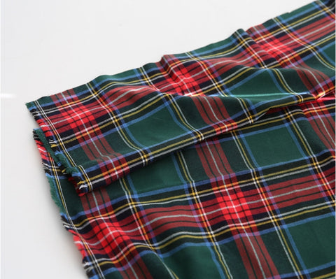Tartan Check Christmas Fabric Red Green Navy Plaid Brushed Cotton Fabric, Prewashed - Fabric By the Yard /52289