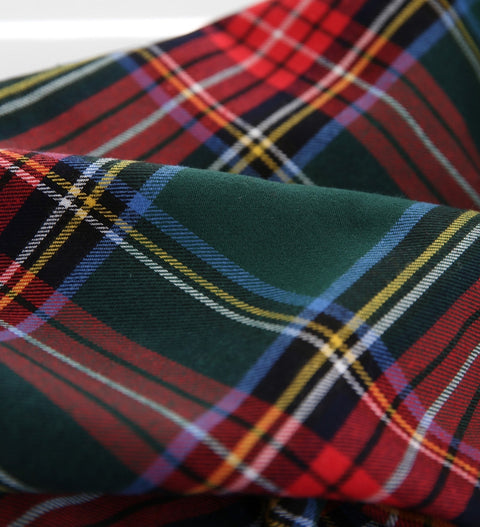 Tartan Check Christmas Fabric Red Green Navy Plaid Brushed Cotton Fabric, Prewashed - Fabric By the Yard /52289
