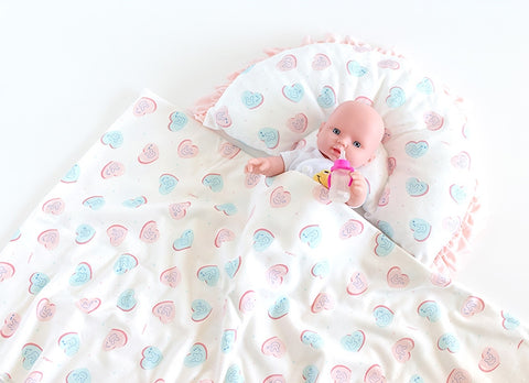 Organic Cotton Knit Fabric, Heart Bunny, GOTS Certified, By the Yard /51426