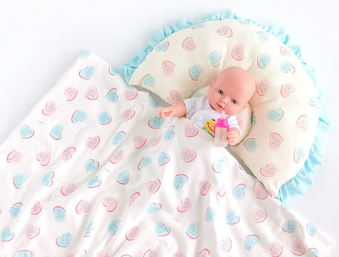 Organic Cotton Knit Fabric, Heart Bunny, GOTS Certified, By the Yard /51426