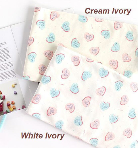 Organic Cotton Knit Fabric, Heart Bunny, GOTS Certified, By the Yard /51426
