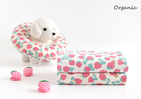 Strawberry Bear Organic Cotton Knit Fabric, GOTS Certified, By the Yard /53885
