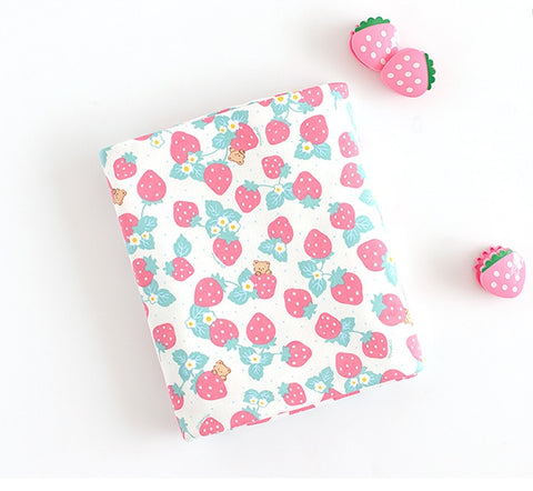 Strawberry Bear Organic Cotton Knit Fabric, GOTS Certified, By the Yard /53885