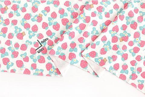 Strawberry Bear Organic Cotton Knit Fabric, GOTS Certified, By the Yard /53885