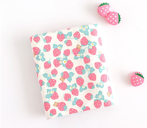 Strawberry Bear Organic Cotton Knit Fabric, GOTS Certified, By the Yard /53885