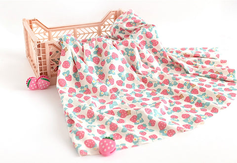 Strawberry Bear Organic Cotton Knit Fabric, GOTS Certified, By the Yard /53885