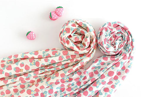 Strawberry Bear Organic Cotton Knit Fabric, GOTS Certified, By the Yard /53885