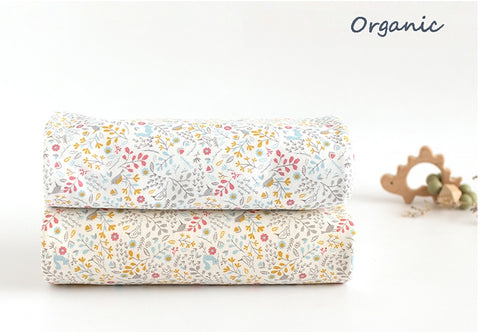 Organic Cotton Knit Fabric, Squirrels & Birds, GOTS Certified, By the Yard /53915
