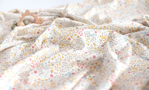 Organic Cotton Knit Fabric, Squirrels & Birds, GOTS Certified, By the Yard /53915