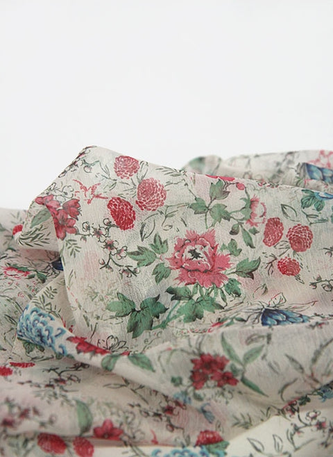 Flowers Chiffon Fabric By the Yard /19333