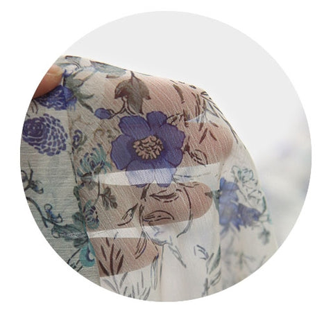 Flowers Chiffon Fabric By the Yard /19333