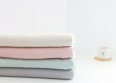 Organic Cotton Gauze Wrinkled, Triple Layers, 4 Colors, Crinkle Gauze By the Yard /26198